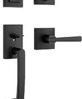 Spyglass Front Entry Handleset With Interior Lever And SmartKey Re Key Deadbolt Technology In Matte Black, DIY Friendly Install