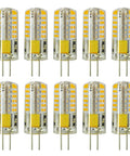 G4 LED Bulbs 10 Pack, BiPin Base 3W 12V AC DC Landscape Light Replacement, Warm White 3000K, clear bulb details