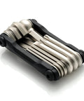 Compact 10 Function Bike Tool Kit, Heavy Duty Bicycle Multi Tool in folded position, CR-V 6150 steel, lightweight and portable design