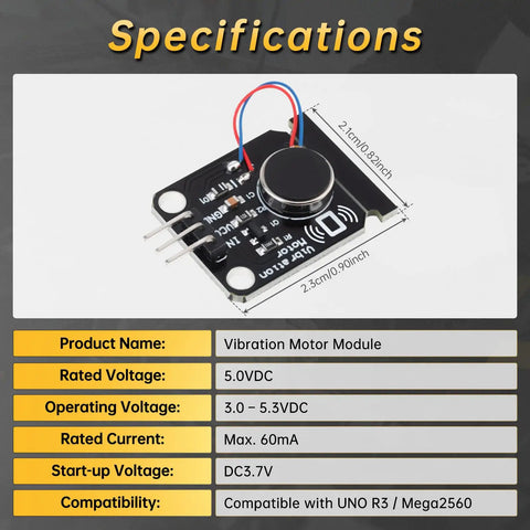 Five Pack PWM Vibration Motor Switch Module For Three Point Three Volt To Five Volt DC Systems 9000 RPM With Strong Vibration Feedback And Low Power Draw Plus Integrated MOS Amplification, 2.3cm module