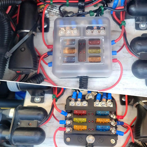 Six Way Fuse Block Panel For 12V And 24V DC Systems With LED Indicator ATC ATO Compatible Fuse Box installation in vehicle
