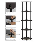 Turn N Tube Corner Shelf 5 Tier Bookshelf With Open Storage For Living Room Home Office Garage Bedroom Espresso Finish