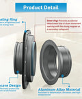 Magnetic Dryer Vent Coupling Kit with 4 Inch SemiRigid Dryer Vent Hose showing sealing ring and aluminum alloy components.