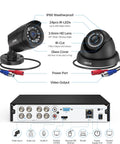 3K Lite Wired Security Camera System With AI Human And Vehicle Detection, 8 All Weather Cameras For Indoor And Outdoor Use, H265 Plus 8 Channel DVR shown with ports and features annotated