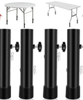 4 Pack Folding Table Leg Extenders For Adjustable Desk Height, Heavy Duty Steel Risers, shown with table illustration