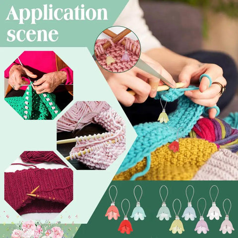 Flower Stitch Markers Set Of 18 In 9 Colors For Knitting Crochet And Weaving With Acrylic Markers And Stainless Steel Wire