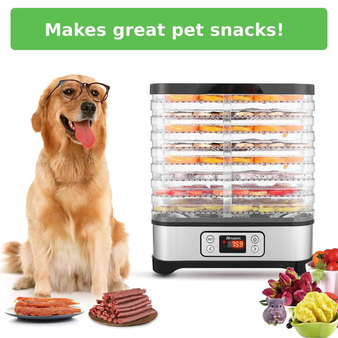 Heavy Duty Food Dehydrator With Eight Bpa Free Trays delivering seven square feet of serious drying ground for jerky, fruit, herbs, and homemade snacks.
