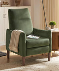Arthur Recliner Chair With 3 Position Recline Olive Green Velvet High Back Padded Support in a cozy living room setup.