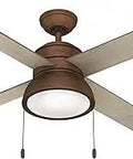 Dope 52 Inch Loki Weathered Copper Ceiling Fan With LED Light Kit And Pull Chain, Modern Indoor Ceiling Fan For Living Room