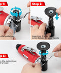 SHALL 90-degree die grinder with red body and black collet; includes 1/4" and 1/8" collets and 24 sanding discs