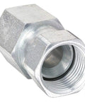 37 Degree JIC Swivel To Female Pipe Adapter One Quarter Inch JIC Female To One Quarter Inch NPT Female Carbon Steel Heavy Duty Hydraulic Fitting For Industrial Line Connections, silver threaded adapter
