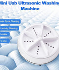 Portable Mini Washing Machine With Real Ultrasonic Power Foldable 3 In 1 Compact Setup For Travel And Small Spaces, ultrasonic washer with 6 blades.