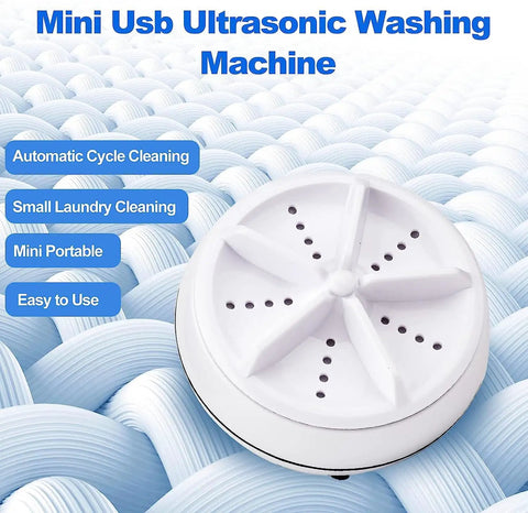 Portable Mini Washing Machine With Real Ultrasonic Power Foldable 3 In 1 Compact Setup For Travel And Small Spaces, ultrasonic washer with 6 blades.
