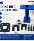 Pro Grade Wheel Bearing Removal Tool Rear Axle Puller Installer Kit With Abs Tone Ring Fits 1995 2020 Toyota Tacoma Tundra 4Runner Hilux 100mm To 140mm 4 Bolt Circle Blue Beast Mode Garage To Knock Out Jobs Fast No Stress At All, blue 4-bolt adapter plates, 100mm/140mm