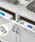 Heavy Duty Soft Close Tip Out Tray Hinges With Smooth Damping Action For Kitchen Sink Cabinets, Rust resistant steel hinges in use.