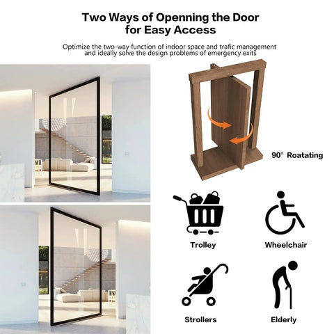 Slick Heavy Duty Pivot Hinge Moves Like Butter With Invisible 90 Degree Rotation Supporting Up To 154 Lbs For Murphy Door Bookcase And Glass Cabinet Hardware, showcasing two-way access and ease for trolleys and strollers.