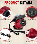 Heavy Duty Hot Water Recirculator Pump With Built In Digital Timer 115V Smooth Operator with precision structure and pre-wired line cord.
