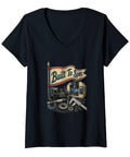 Cool Black V-Neck Tee For Machinists And CNC Pros Featuring Gauge Square And Tool Design, lightweight cotton with graphic print.