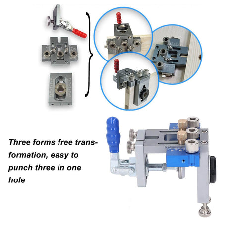 Woodworking Dowel Jig Kit Drill Guide Locator Pro Grade Adjustable Multifunctional Tool with Three Positioning Functions