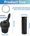18 Speed Twist Shifter For Bicycle 3x6 Gear Shift Left And Right Shifters With Grips, dimensions and size details shown