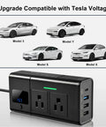 Portable 200W Car Power Inverter Dc 12 Volt To 110 Volt Ac Converter compatible with Tesla models and dual outlets.