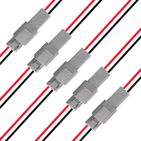 Deutsch DT 2 Pin Connector 2 Way Waterproof Automotive Electrical Plug Male Female Wiring Harness With 16 AWG Wire 5 Pairs Gray
