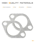 2 Pack Exhaust Gasket Kit For Cars And Trucks, Heavy Duty Metal Exhaust Flange Gasket, shown with heat resistance, seal, durability, stabilize features