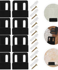 Heavy Duty Black Stainless Steel Tile Display Hangers, Wall Mount Hooks For Mirrors And Shelves, 8 Pack set with screws and wall plugs.