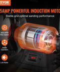 Heavy Duty Bench Grinder And Belt Sander Combo Featuring A Rock Solid 8 Inch Grinding Wheel With A Killer 2x28 Belt Sander Powered By A Smooth Running 2.5 Amp Induction Motor showing 2.5AMP motor with low noise operation.