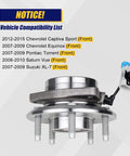 Front Wheel Bearing And Hub Assembly Direct Fit 513276 Replacement Fits Chevy Equinox 07 09 Captiva Sport 12 15 Saturn Vue 08 10 Pontiac Torrent 07 09 Suzuki XL 7 5 Lug With ABS displayed with vehicle compatibility list