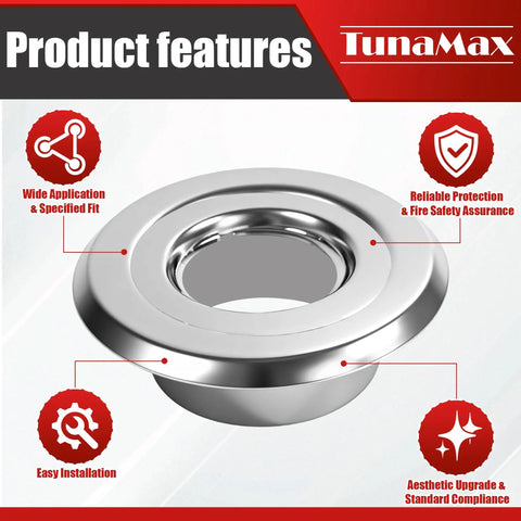 Sleek Recessed Fire Sprinkler Escutcheon Trim Ring Covers 1/2 Inch Ips Pipes showcased with product features for easy installation.