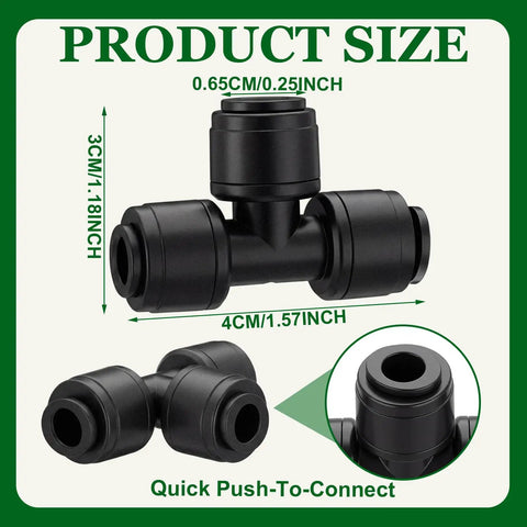 50 Pack Quick Connect Quarter Inch Drip Irrigation Tee Connectors Universal Fittings For Quarter Inch Tubing Leak Free And Ez Install