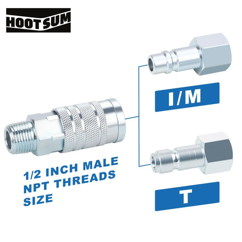 Half Inch Air Hose Fittings Set With Industrial IM Couplers And Plugs, Heavy Duty Quick Connects For Air Compressors, 300 PSI
