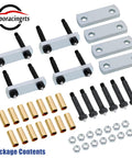 Heavy Duty Trailer Shackle Upgrade Kit with 3.125 inch shackles, tin bronze bushings, and lubricated bolts for tandem axle RVs.