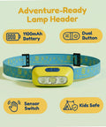 Kid Friendly Motion Sensor Headlamp And Rechargeable Camping Lantern Set with Hands Free Wave Control, 1100mAh battery, green