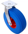 Heavy Duty 10 Inch Flat Free Caster Wheels Swivel And Rigid Casters For Furniture. Blue wheel with metal plate for easy mobility.