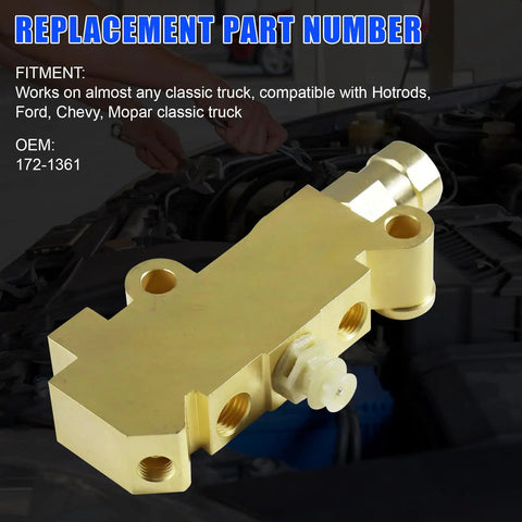 PV4 Brass Brake Proportioning Valve for Disc Brake Kits Four Wheel Disc Brakes Mopar Trucks Replacement 172 1361 High Strength Brass Valve With Standard Fittings and Master Cylinder Connections Ready for High Pressure Braking