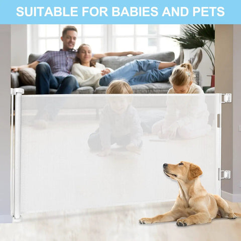 33 Inch Tall Baby Gate For Doorways Retractable Mesh Gate For Kids And Pets Anti Climb Design For Wide Openings Up To 100 Inches