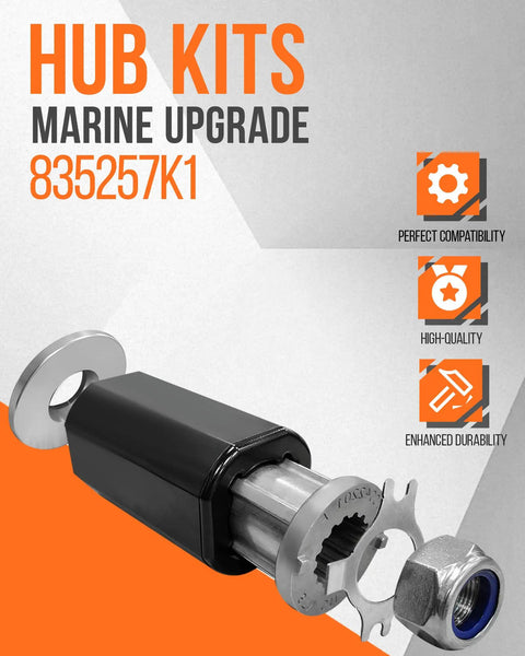 Beefed-Up Flo-Torq II Hub Kit 835257K1 For Mercury Outboard Motors 70-300 HP, Compatible With Mercruiser Alpha, Alpha One, Bravo One, 15-Spline Teeth, Marine Upgrade Ready To Install