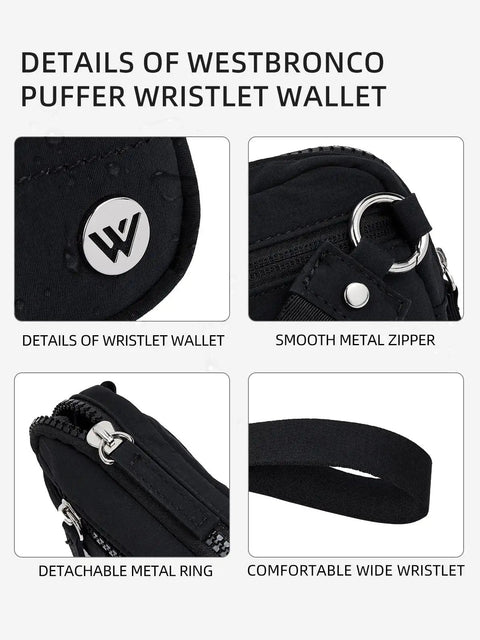 Details of Women's Wristlet Wallet With RFID Blocking Quilted Nylon Phone Clutch And Zip Around Card Holder Purse features.