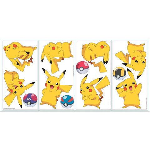 Pokemon Pikachu Peel And Stick Wall Decals Set Of 28 Removable And Repositionable On Smooth Surfaces Made In The USA Ideal For Kids Rooms