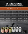 Image of Pull And Press Sleeve Kit for Auto Repair Pro Grade 26 Pcs, showing steel sleeves and tools, various sizes labeled.