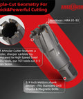 ANGELSWORD TCT annular cutter 3/4 dia, 2 in cutting depth, tungsten carbide tipped for drill press