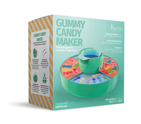 Ultimate Gummy Candy Making Kit For Home Use With Four Mold Shapes And Heating Base packaging