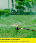 Heavy Duty Metal Lawn Sprinklers Two Pack With Spike Base Automatic Rotary 3 Arm Garden Sprinkler System 360 Degree Coverage