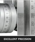 Close-up of measurement scales on 8 Inch Horizontal and Vertical Rotary Table for Milling Machines with 3 Slots MT 3 Compatible.