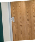 Sliding Barn Door Lock Privacy Latch With Screws Rust Resistant Outswing Door Security installed on a wooden door
