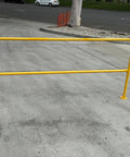 Dead Easy Osha Compliant Industrial Safety Railing With Vivid Yellow Finish And One Piece Welded Base Plates For Quick Plug And Play Surface Mounting, single rail 42in height.