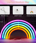 Rainbow Neon Light Sign For Bedroom LED Colorful Rainbow Wall Decor with USB Cable and Key Charm