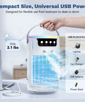 4 In 1 Personal Portable AC Cooler With Ice Water Mist, Evaporative Mini Swamp Fan for bedroom nightstand office dorm or RV